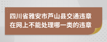 四川省雅安市芦山县交通违章在网上不能处理哪一类的违章