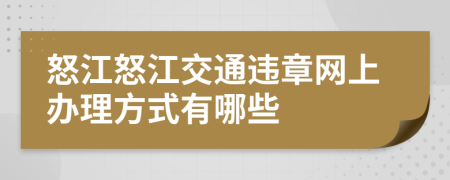 怒江怒江交通违章网上办理方式有哪些