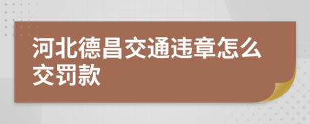 河北德昌交通违章怎么交罚款