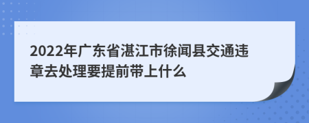 2022年广东省湛江市徐闻县交通违章去处理要提前带上什么