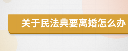 关于民法典要离婚怎么办