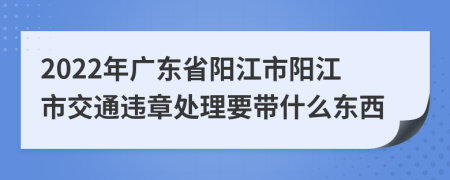 2022年广东省阳江市阳江市交通违章处理要带什么东西