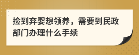 捡到弃婴想领养，需要到民政部门办理什么手续