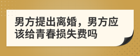 男方提出离婚，男方应该给青春损失费吗