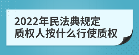 2022年民法典规定质权人按什么行使质权