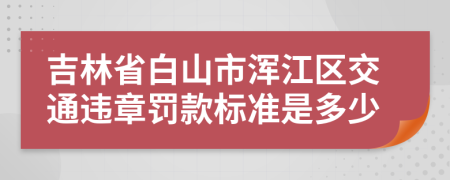 吉林省白山市浑江区交通违章罚款标准是多少