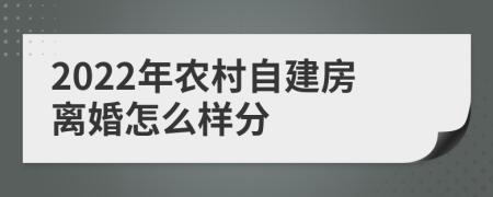 2022年农村自建房离婚怎么样分