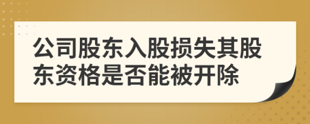 公司股东入股损失其股东资格是否能被开除