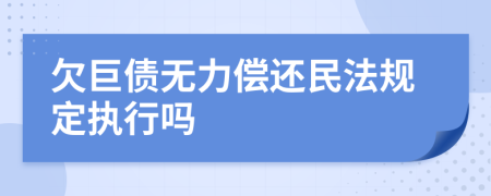 欠巨债无力偿还民法规定执行吗