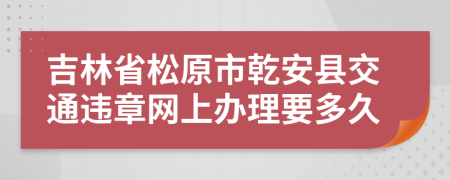 吉林省松原市乾安县交通违章网上办理要多久