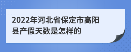 2022年河北省保定市高阳县产假天数是怎样的