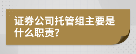 证券公司托管组主要是什么职责？