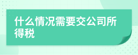 什么情况需要交公司所得税