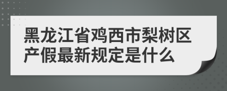 黑龙江省鸡西市梨树区产假最新规定是什么