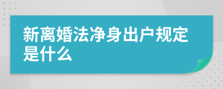 新离婚法净身出户规定是什么