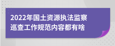 2022年国土资源执法监察巡查工作规范内容都有啥