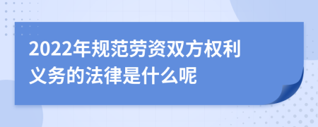 2022年规范劳资双方权利义务的法律是什么呢