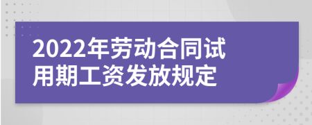 2022年劳动合同试用期工资发放规定