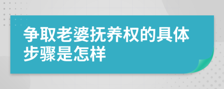 争取老婆抚养权的具体步骤是怎样