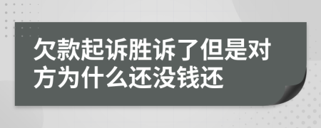 欠款起诉胜诉了但是对方为什么还没钱还