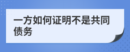 一方如何证明不是共同债务