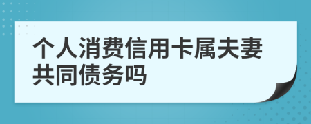 个人消费信用卡属夫妻共同债务吗