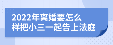 2022年离婚要怎么样把小三一起告上法庭