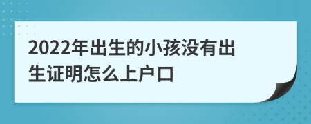 2022年出生的小孩没有出生证明怎么上户口