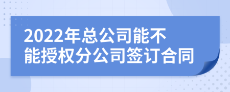 2022年总公司能不能授权分公司签订合同