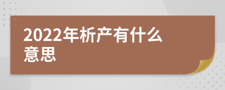 2022年析产有什么意思