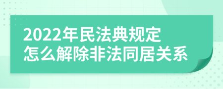 2022年民法典规定怎么解除非法同居关系