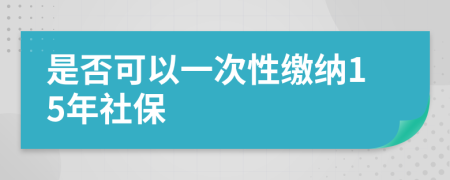 是否可以一次性缴纳15年社保