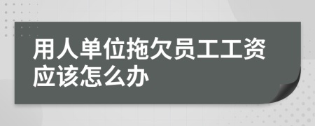 用人单位拖欠员工工资应该怎么办