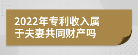 2022年专利收入属于夫妻共同财产吗