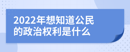 2022年想知道公民的政治权利是什么