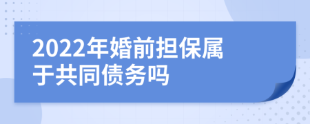 2022年婚前担保属于共同债务吗