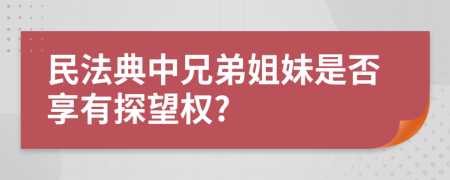 民法典中兄弟姐妹是否享有探望权?