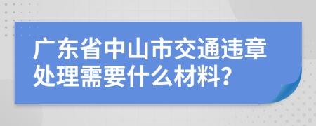 广东省中山市交通违章处理需要什么材料？