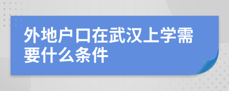 外地户口在武汉上学需要什么条件