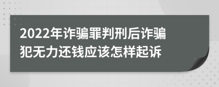 2022年诈骗罪判刑后诈骗犯无力还钱应该怎样起诉