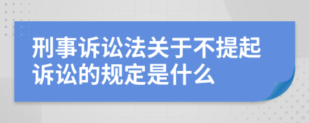 刑事诉讼法关于不提起诉讼的规定是什么