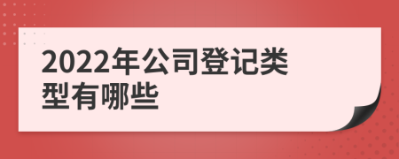 2022年公司登记类型有哪些