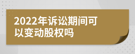 2022年诉讼期间可以变动股权吗