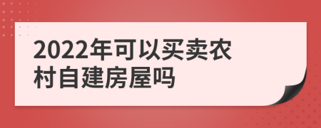 2022年可以买卖农村自建房屋吗