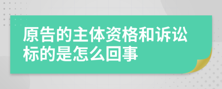 原告的主体资格和诉讼标的是怎么回事