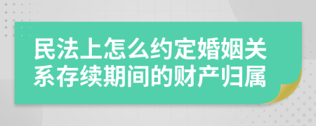 民法上怎么约定婚姻关系存续期间的财产归属