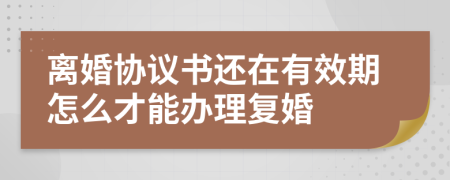 离婚协议书还在有效期怎么才能办理复婚