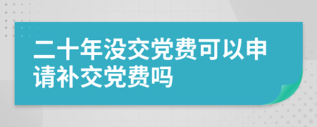 二十年没交党费可以申请补交党费吗