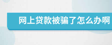 网上贷款被骗了怎么办啊