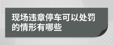 现场违章停车可以处罚的情形有哪些